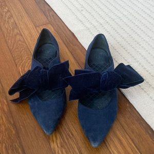 Tory Burch Navy Blue Bow flats